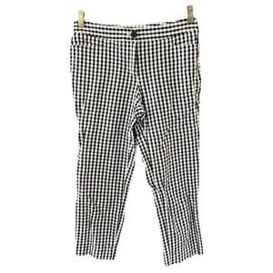 Talbots Black White Gingham‎ Cropped Seersucker Pants Women's 2P Petites Preppy